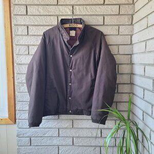Vintage 'Fox Racing' chocolate brown button-up canvas bomber jacket men's M